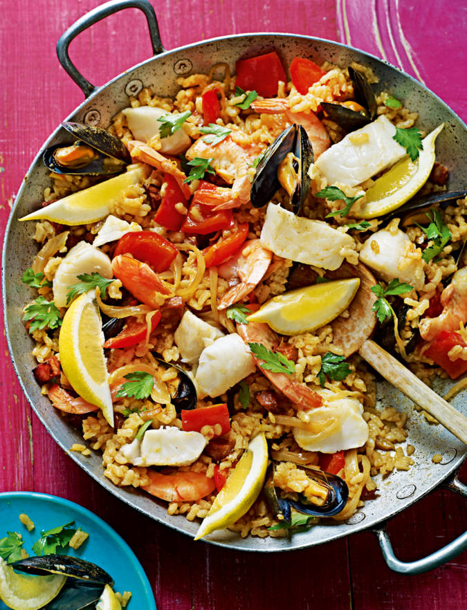 Seafood and chorizo paella Sainsbury's Magazine